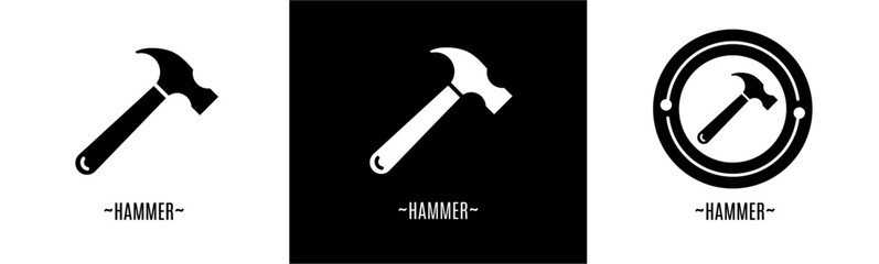 Hammer logo set. Black and white logo collection. Stock vector.