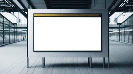 blank mockup white billboard on train station.generative ai