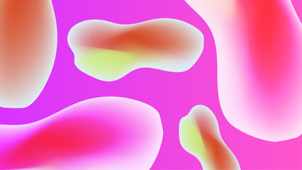 Abstract pink red yellow liquid wavy shapes futuristic banner. Glowing retro waves vector background
