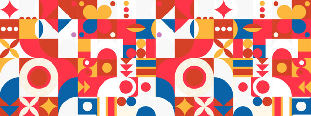 vector flat geometric mosaic pattern design