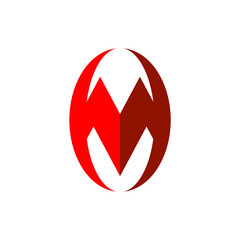Initial letter M logo template with super hero line art illustration in flat design monogram symbol