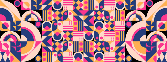 vector flat mosaic horizontal business card template