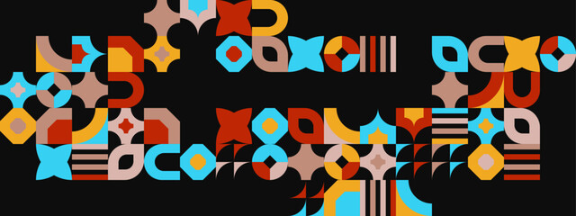 Obraz premium Seamless Pattern of Pop and colored Abstract Geometric Shape. Tile Decor Wallpaper