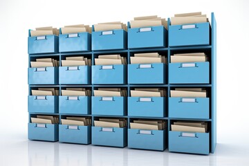 bookcase filled with neatly organized files and folders. Generative AI