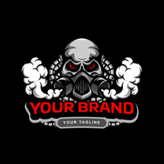 Skull with gas mask mascot logo template