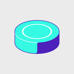 Ice hockey puck isometric vector illustration