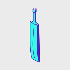 Cricket bat isometric vector illustration