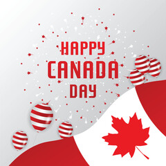 canada day wishing post design with flag and balloon vector file