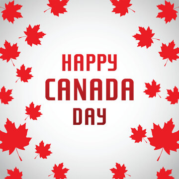 happy canada day wishing post with maple leaf design vector file