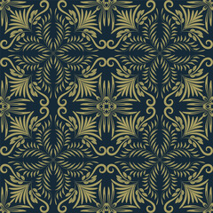 luxurious Two-color vector floral pattern. Design for wallpaper, wrapping paper, background, fabric. Vector seamless pattern with decorative climbing flowers.