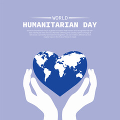 world humanitarion day post with blue and white earth vector file