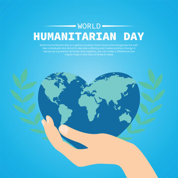 world humanitarion day post with heart earth vector file
