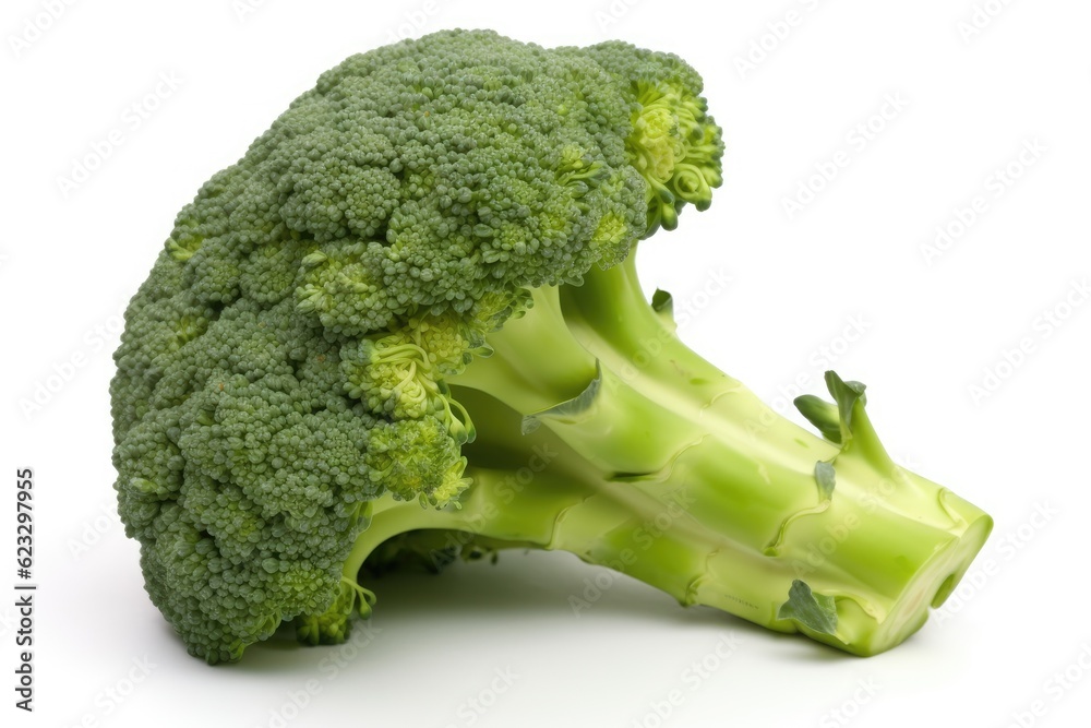 Canvas Prints single green broccoli isolated on a white background. generative ai