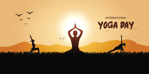 international yoga day banner design vector file