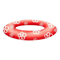 Red Swimming ring watercolor.	