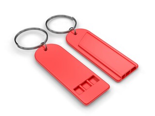 Flat Safety Whistle Blank Template, 3d illustration.