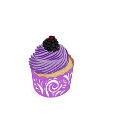 cupcake with cream and berries