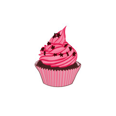 cupcake with icing and sprinkles