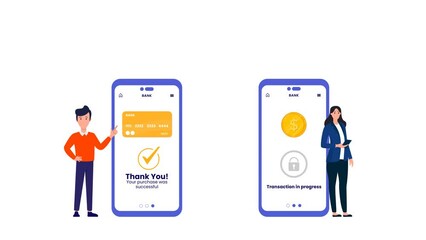 Mobile transaction animated concept for seamless payments