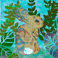 The rabbit and plants