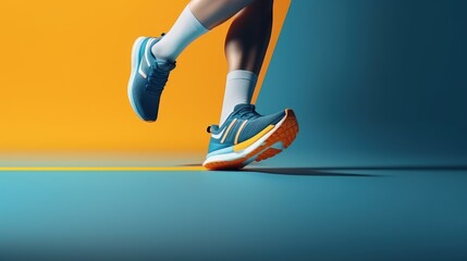 Fototapeta na wymiar Close up Athlete Runner legs, Running Tournament Competition, Running Shoes Advertising Concept. Generative AI