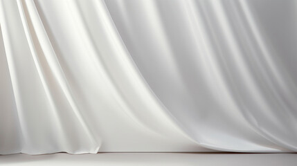 Empty curtains isolated on white background. Mock up Product display with Generative Ai.