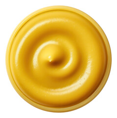 Mustard sauce top view isolated.