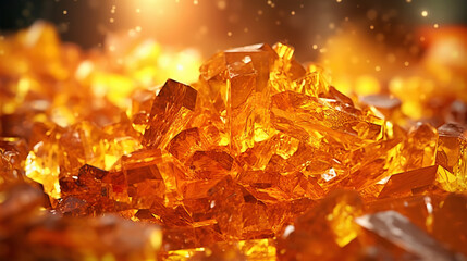 Amazing bright and shiny Wulfenite crystal cluster background. Jewel mineral detailed macro. Generative AI