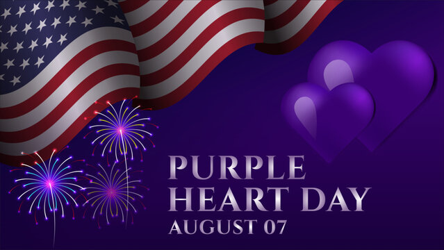 purple heart day background design with american flag pattern