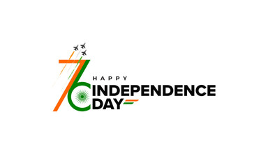 76 Years Happy Indian Independence Day Celebration Typographic Design vector illustration