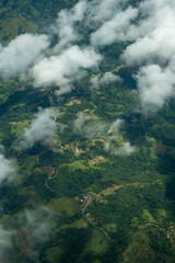 Aerial View of Mountains, Hills, Trees, Farms, Houses and Small Facilities in the Countryside in San Jose, Costa Rica