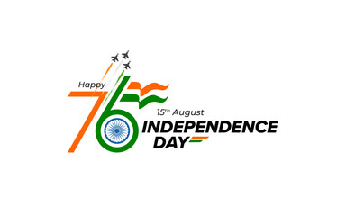 76 Years Happy Indian Independence Day Celebration Typographic Design vector illustration
