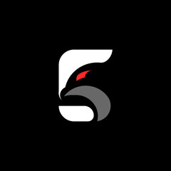 bird logo design vector. Letter S Eagle Logo. falcon logo template. Eagle Falcon Logo.