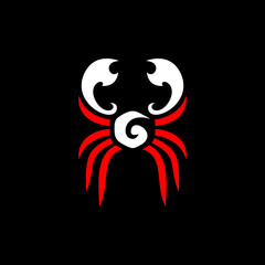 Crab logo for tshirt design.  simple crab logo.  tribal crab art.