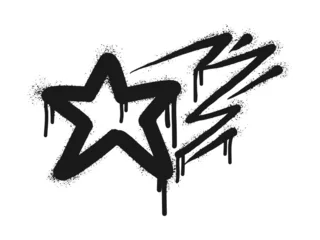 Foto op Canvas Spray painted graffiti Star sign in black over white. Star drip symbol. isolated on white background. vector illustration © Receh Lancar Jaya