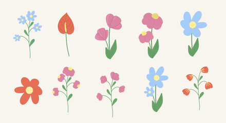 Obraz premium Flower collection. Vector illustration.