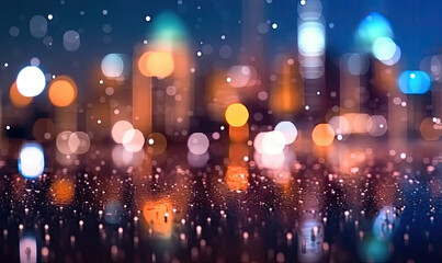 Fototapeta na wymiar Wet windows. Light, rain. background. For banner, book illustration Created with generative AI tools