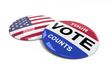 Digital png illustration of your vote counts text on pin on transparent background