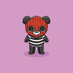 Obraz premium Cute panda is a criminal cartoon illustration