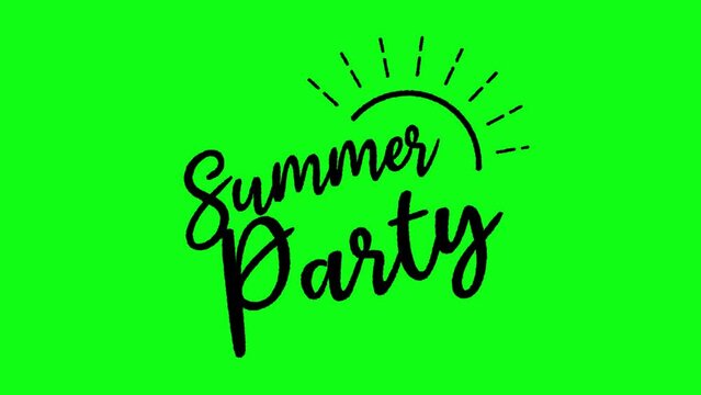 Summer party ( beach party ) logo animation movie (4K ) | Green background for chroma key