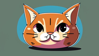 a cute cat head cartoon illustration 1