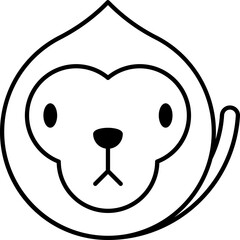 Monkey line icon. Animal icon simple style.