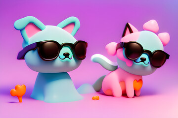 cute puppy wearing sunglasses. Generative AI