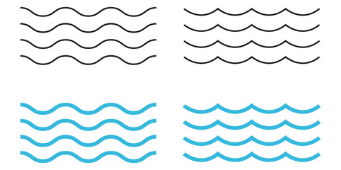 Sea wave vector icon set, water wave vector flat trendy style, line ocean vector symbol, set of line water waves icon, sign illustration. © Halalcreatives