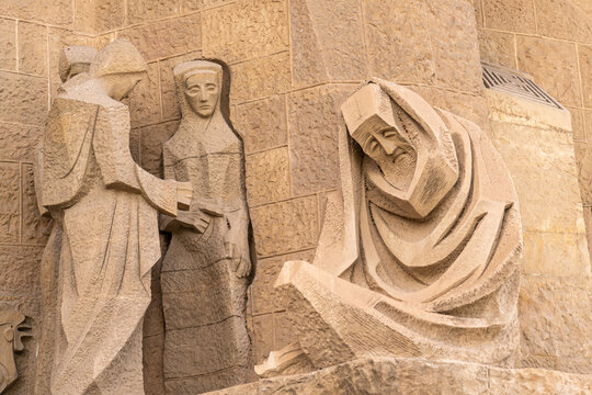 Details from the facade of the Sagrada Familia cathedral in Barcelona, Spain. 