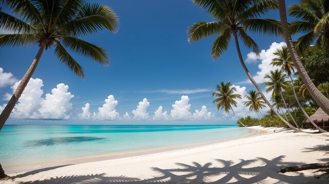 handle corner on the beach on a tropical island. Creative resource, AI Generated