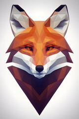 fox head logo in a simple vector style with low poly color shading and simple geometric