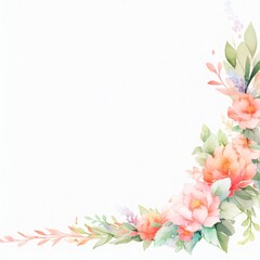 Watercolor Floral Border Clipart, Watercolor Flower, Generated by AI