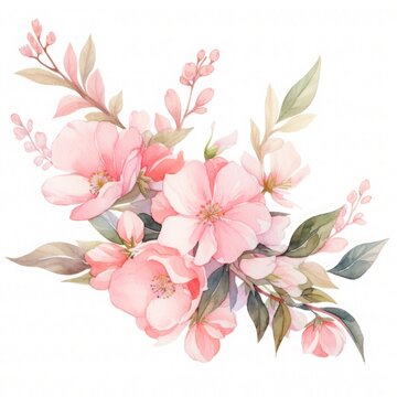 Watercolor Flower Clipart Set, Watercolor Flower Bundle, Watercolor Floral Clipart, Generated by AI