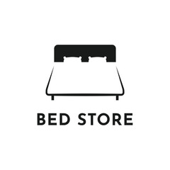 Simple bed logo design creative idea
